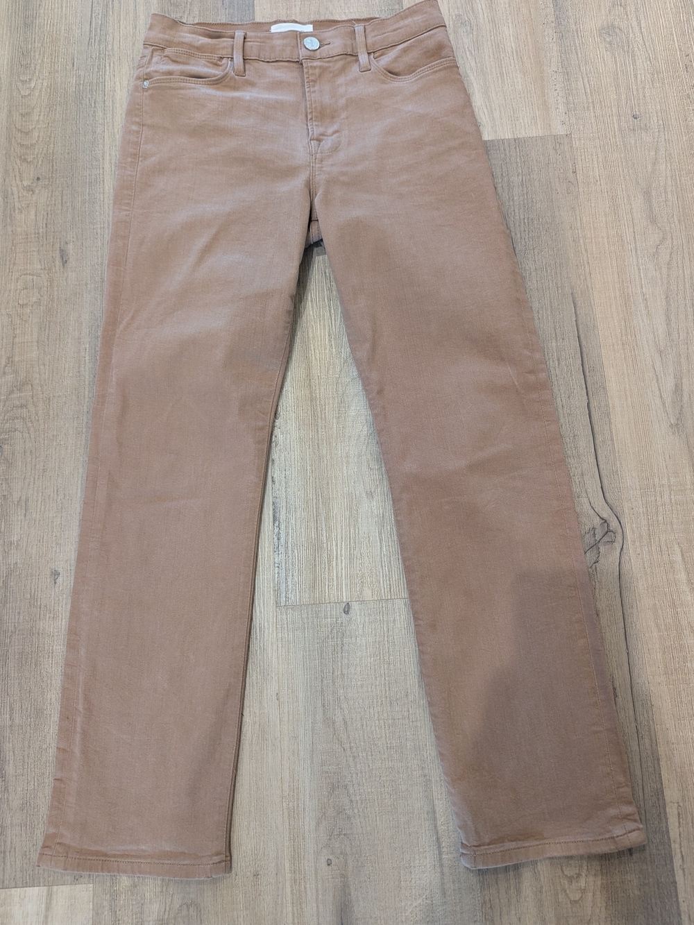 FRAME Straight Leg Mid Rise Jeans Tan Nude - Picture 2 of 7